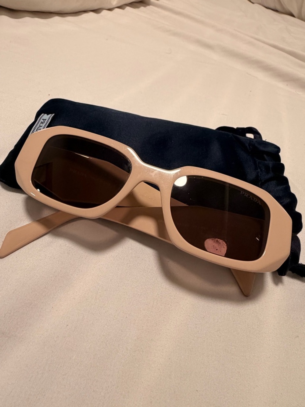 Prada Beige Frame Sunglasses with Dark Brown Lenses